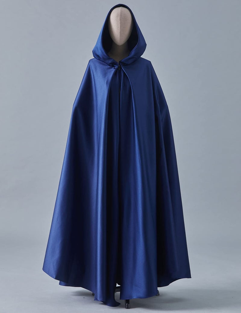 BEAUTELICATE Women's Wedding Hooded Cape Bridal Cloak Poncho Full Length Navy Blue - Image 2